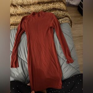 Ribbed burnt orange dress